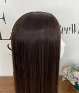 Light brown color with highlights - Cuticles Human Hair Silk Base Topper