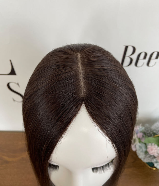 Light brown color - Cuticles Human Hair Silk Base Topper