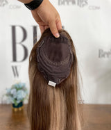Kippah Fall Sheitel Finest Human Hair Silk Top Toppers - #July