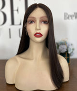Dark Brown Brazilian Hair Lace Top Wig With Highlights