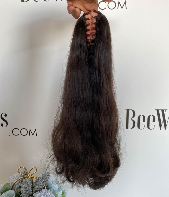 16 inch Ponytail Clip Human Hair Ponytail with Weave